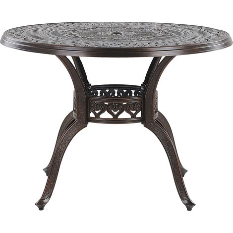 Tavolo da Giardino Rotondo da Pranzo in Alluminio Marrone ø 102 cm Salento