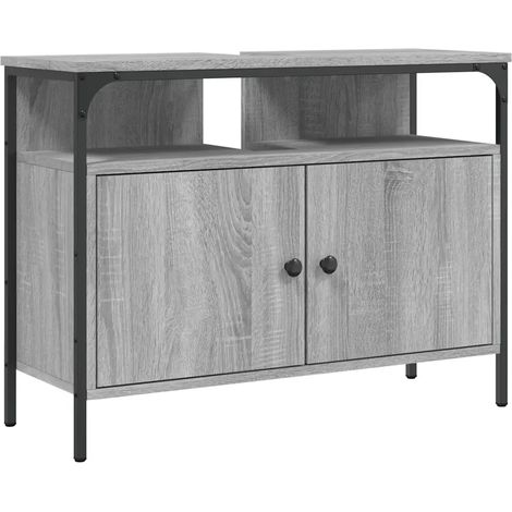 Armoire lavabo salle de bain design moderne rangement 80 x 30 x 60 cm en bois d'ingénierie sonoma gris