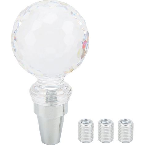 Pommeau de levier de vitesse en cristal en forme de boule universel pour transmission manuelle de voiture avec 3 adaptateurs Type A