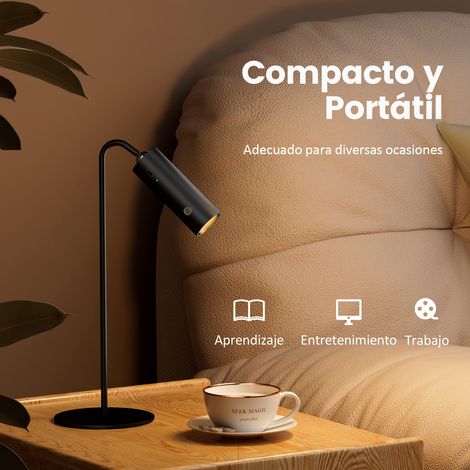 EMKE Lampe de table LED magnétique sans fil 5 en 1, Rechargeable, dimmable, commande tactile, 3 modes de couleur, USB-C, noir