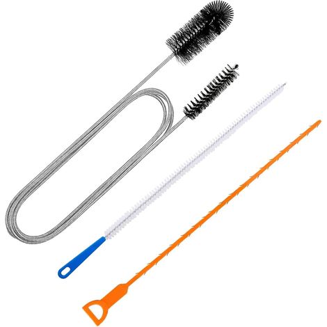 Kit de limpieza de desagües de 3 piezas: Limpiador de desagües de acero inoxidable, cepillo de limpieza reutilizable para cocina y ducha. (1/5)