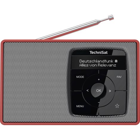 TechniSat DIGITRADIO 2 Radio de table DAB+, FM DAB+, FM, Bluetooth fonction réveil rouge-argent (1/5)