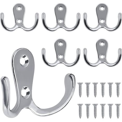 Gancho para abrigos retro de 6 piezas, gancho para abrigos retro, gancho para abrigos montado en la pared vintage, gancho para puerta de metal para baño, cocina, dormitorio, entrada (plata) (1/5)