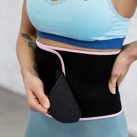 Taillentrimmer-Schwitzgürtel für Männer und Frauen, Sportbekleidung, Gewichtsverlust, Bauchfettverbrenner, Neopren, Body Shaper, Übung, Sport, Rückenstütze, Bauchabnehmen, verstellbarer Gurt, Pink