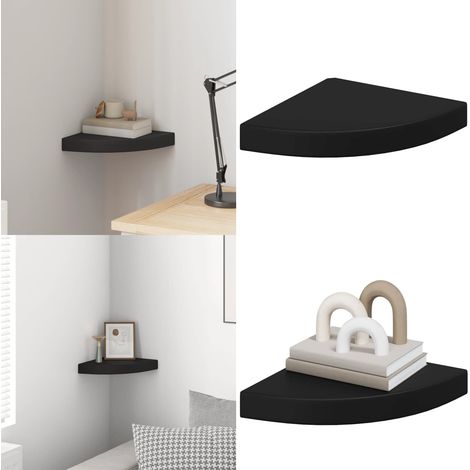 Étagère d'angle flottante noir 25x25x3,8 cm MDF - Étagère Murale - Étagère D'angle - Étagère Flottante - Rangement Mural - Décoration Murale - Home & Living (1/5)