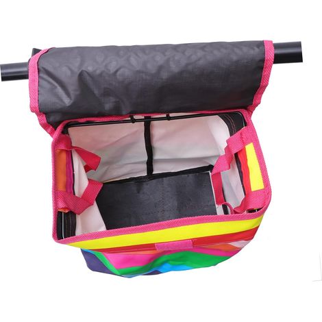 Foldable Canvas Bicycle Basket with Cover, Sturdy Hanging Basket, Easy to Attach to Bicycle Handlebars (1/5)