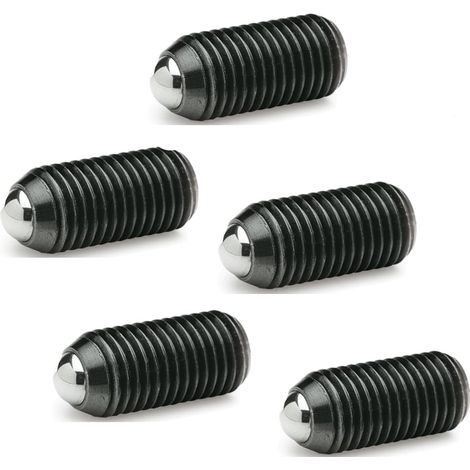 Ganter Norm elementi GN 615.3 della M6 di K – federnde Stampa pezzi con esagono incassato, Nero, 5 pezzi