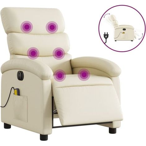 Fauteuil de massage électrique inclinable en similicuir beige (1/5)