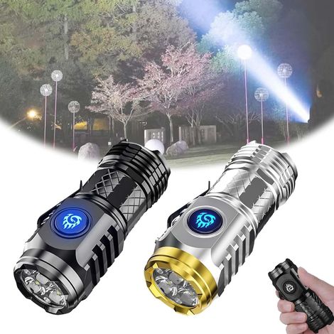 Lampe de Poche de Monstre à Trois Yeux, Three eyed Monster Mini Flashlight, Lampe Torche LED Ultra Puissante, Lampe de Poche Rechargeable, Étanche Torche pour Camping Outdoor (Black+Silver) [Classe én