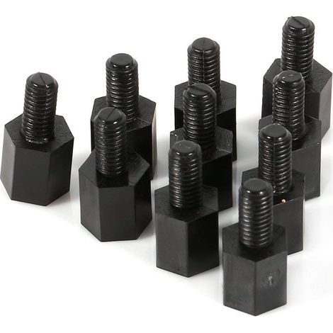 100 PCS Entretoise M3 Nylon Noir Hex Entretoise Vis Écrou Standoff Accessoires Assortiment Kit Mâle à Femelle (1/4)