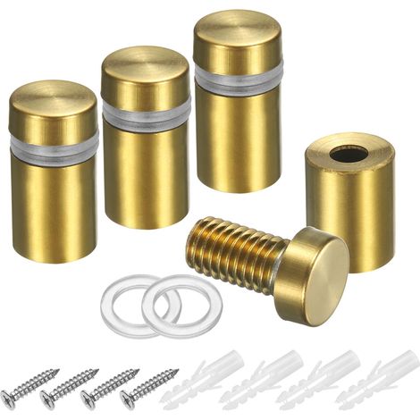 4Pcs Vis De Support Pour Panneaux, 15/32" x 25/32" Acier Inoxydable Montage Murale Quincaillerie Clou Pour Vitre Panneau Acrylique Cadre Photo, Ton Doré (1/5)