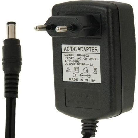 High-Quality EU Power Adapter Connects AC 100-240V to DC 9V 2A Tips: 5.5 x 2.1 mm Cable Length: 1 m (1/4)