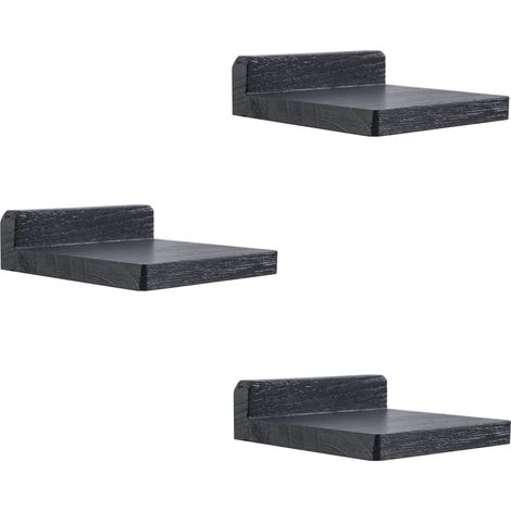 Lot de 3 Mini étagères murales flottantes carrées en Bois de Style Compact pour Petits Objets, étagère Murale à Suspendre pour Chambre à Coucher, Salon, 12,7 x 10 x 4 cm (Noir) (1/5)
