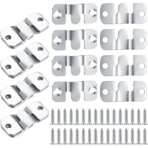 16 Pieces Concealed Flush Mount Bracket, Heavy Duty Interlocking Hanger Brackets, Furniture Connector, Stainless Steel Wall Mount Hanging Hardware for Photos, Mirrors, Picture Display (1/5)