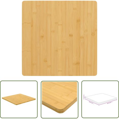 The Living Store Dessus de table 60x60x1,5 cm bambou - Plateau De Table - Dessus De Table - Table Basse - Table D'appoint - Table En Bambou (1/4)
