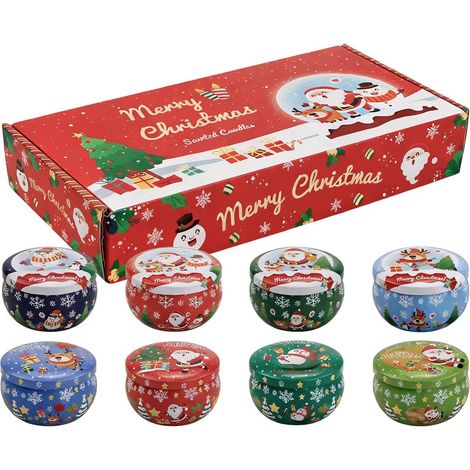 Bougies Parfumées de Noël 8 Pièces Décoration De Fêtes  Bougies Décoratives de Fêtes Pour Dîner de Noël Soirée Familiale Rassemblement Familial Moment Détente Nuits d'Hiver Salon (1/5)