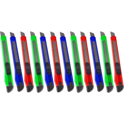 Teppichmesser Set 12 Stück 9mm - Cuttermesser Klein für Basteln, Pakete, Teppiche