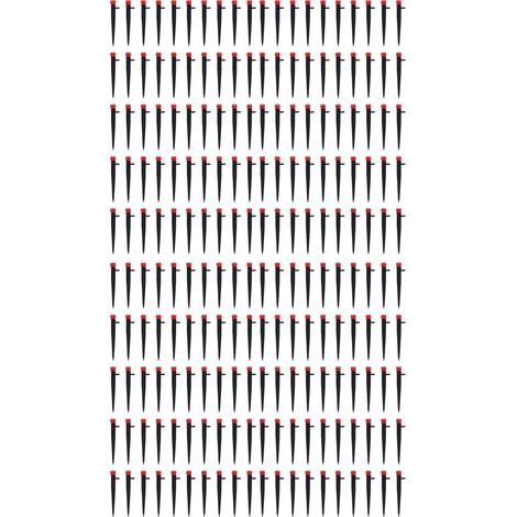 Jeu de 200 goutteurs réglables 360° à 8 trous, système d'irrigation goutte-à-goutte pour tuyau 4/7 mm (1/5)