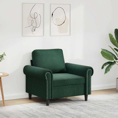 Sillón de terciopelo verde oscuro 60 cm