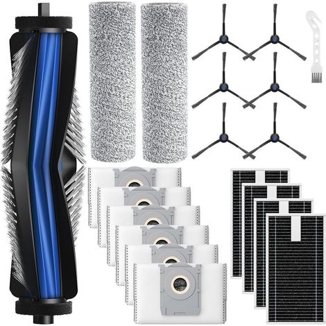 CYRILL – Confezione da 20 accessori per robot aspirapolvere ECOVACS DEEBOT X8 Omni e X8 Pro Omni, 1 spazzola principale in gomma, 4 filtri, 2 rulli di pulizia, 6 spazzole laterali, 6 sacchetti per asp (1/5)