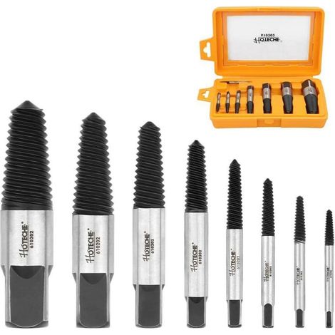 Jeu de 8 extracteurs de vis gauche pour tailles 3-50mm, coffret plastique (1/5)