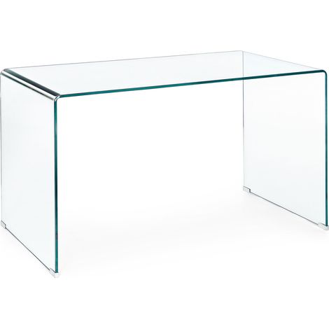 Scrivania "Iride" porta PC con struttura in vetro trasparente 125 X 70 cm per ufficio e cameretta (1/5)