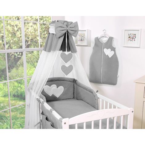 5-teiliges Bettwäscheset 135x100 mit Baldachin - Hanging Hearts anthrazit (1/5)