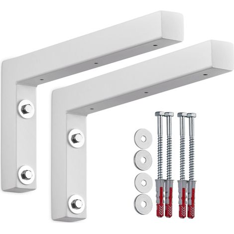 SOTECH Wandkonsole Regalkonsole Waschtischkonsole in L-Form 300 x 150 x 30 mm, weiß matt pulverbeschichtet, 2 Stück