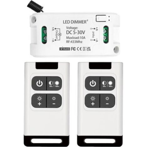 Gradateur sans fil DC 5V 30V 10A Contrôleur de Récepteur de Relais avec 2 Télécommandes Variateur (1/5)
