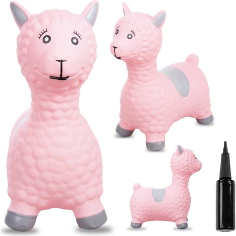 Balón hinchable infantil con bomba, color rosa alpaca.
