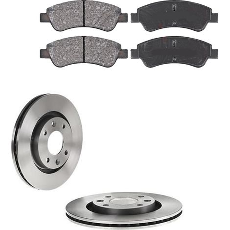 KIT FRENI ANTERIORI compatibile con PEUGEOT 208 I (CA,CC) - DISCHI + PASTIGLIE OEM: P 61 066 , P 61 076 / 17336 , 17818 /SOSTITUZIONE DIRETTA/BASSA POLVERE/SILENZIOSO