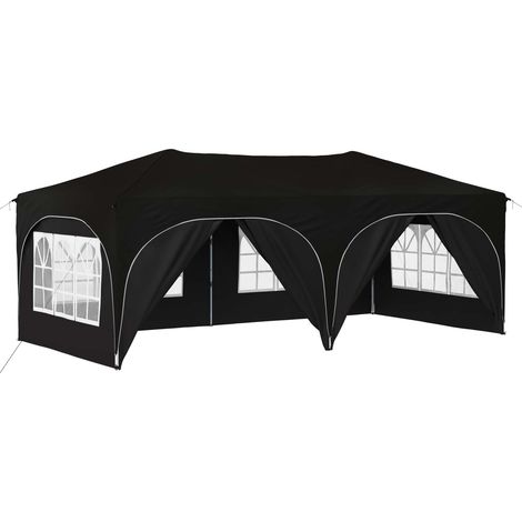vidaXL Pop-up Party Tent 575 x 288 x 245 cm Black Oxford Fabric