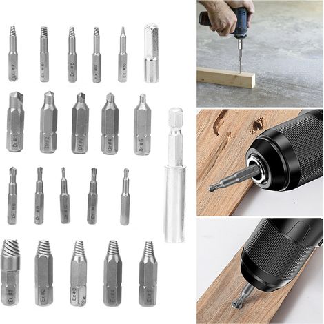 Ensemble de 22 extracteurs de vis à filetage à gauche, accessoire de quincaillerie durable en acier rapide (1/5)