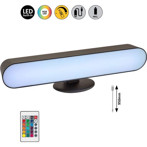 Lampada RGB con telecomando USB ricaricabile nera LED 3W Rabalux (1/5)