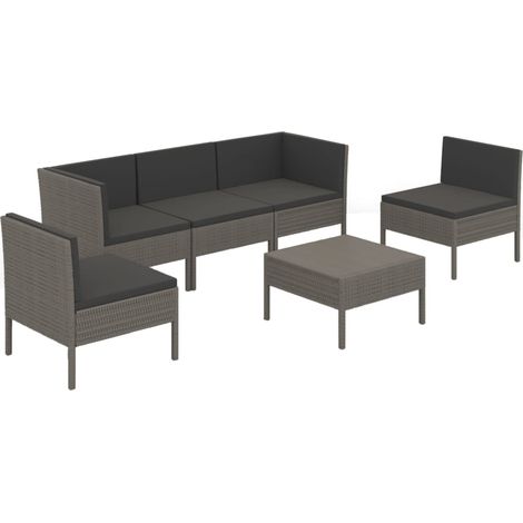 Maison Exclusive - 6-tlg. Garten-Lounge-Set mit Auflagen Poly Rat