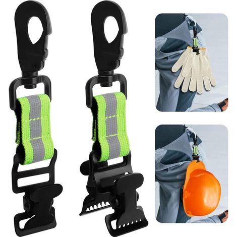 2 Pcs Porte Gants de Travail de Pompier, Porte Gants Ceinturon Tactique, Double Pince Pince Gants de Travail, Clip de Gants de Travail Avec Mousqueton, pour travailleurs Pompiers Chantiers (vert vif) (1/5)
