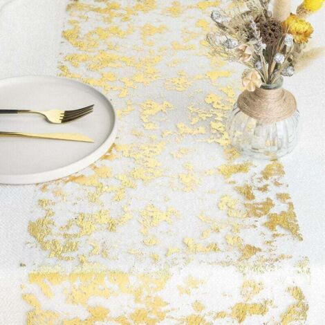 Chemin de table en maille avec feuille d'or.28centimètre x 5riz (1/5)