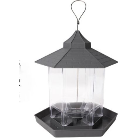 Comedero para pájaros de exterior, comedero colgante, herramienta para alimentar aves y observar la naturaleza (gris, 1 unidad) (1/5)