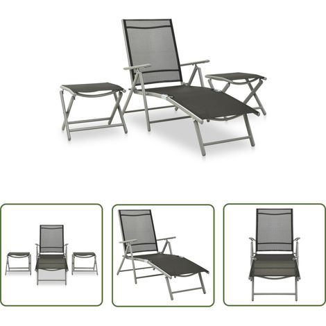 Salon de jardin 3 pcs Textilène et aluminium Argenté (1/5)