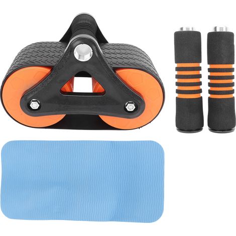 Rouleau abdominal automatique à ressort avec poignée ergonomique et tapis de genoux orange pour salle de sport à domicile (1/5)
