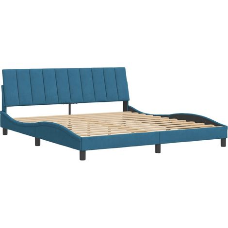 vidaXL Cadre de lit sans matelas Hanko bleu 180x200 cm velours (1/5)