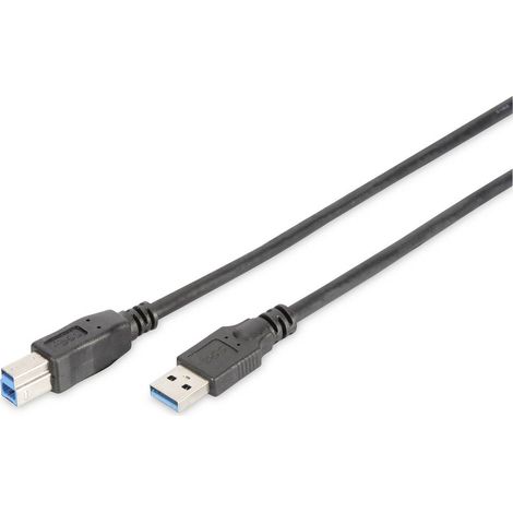 Digitus Câble USB USB 3.2 Gen1 (USB 3.0) USB-A mâle, USB-B mâle 1.80 m noir rond, blindage triple DB-300115-018-S S382371 (1/3)