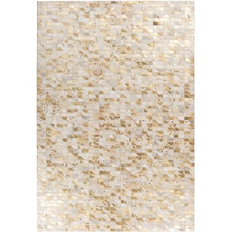 Tapis Fait Main en Cuir "Lavin III" Or & Multicolore 120 x 170 cm (1/5)