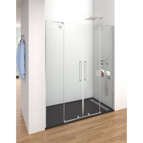 VETRUM front shower screen with 2 sliding doors, clear glass, polished chrome profile, 150 cm (1/5)