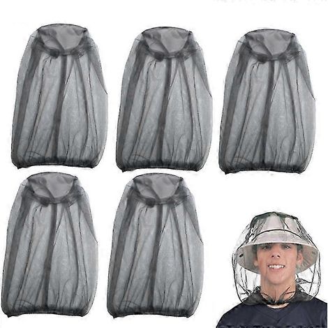Lot de 5 moustiquaires pour le visage, le cou et la protection contre les mouches, convenant à tous les amateurs de plein air - comprend un sac de rangement pouvant accueillir la plupart des tailles d (1/5)