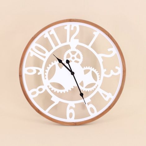 Horloge ronde en métal blanc 50cm (1/5)