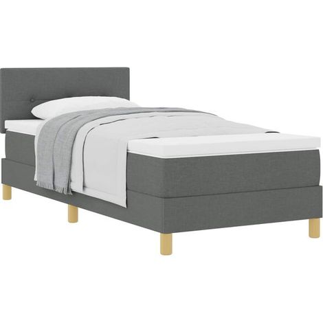 Matelas à ressorts rembourré, gris foncé, 80 x 200 cm, recouvert de tissu. (1/5)