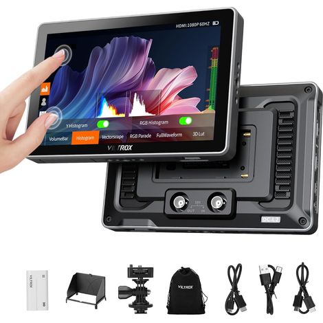 DC-L2 7 Pouces SDI Moniteur de caméra, écran Tactile IPS HD 1280x800 avec entrée/Sortie HDMI 4K et SDI, 600 nits, LUT 3D, Focus Peaking, Assistance vidéo, Forme d'onde complète, Batterie F550
