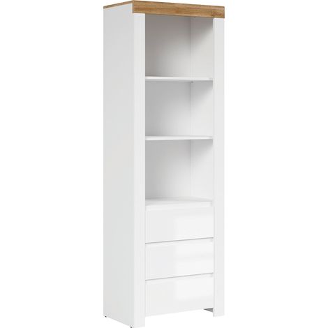 Librero 3 cajones Hella Blanco y Madera (1/4)