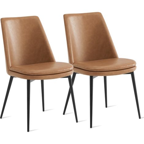 CHITA Polsterstuhl 2er Set ergonomisch mit Rückenlehne, Kunstleder, Metallgestell, Esszimmerstuhl, Bürostuhl, Küchenstuhl, 4-Fuß-Stuhl